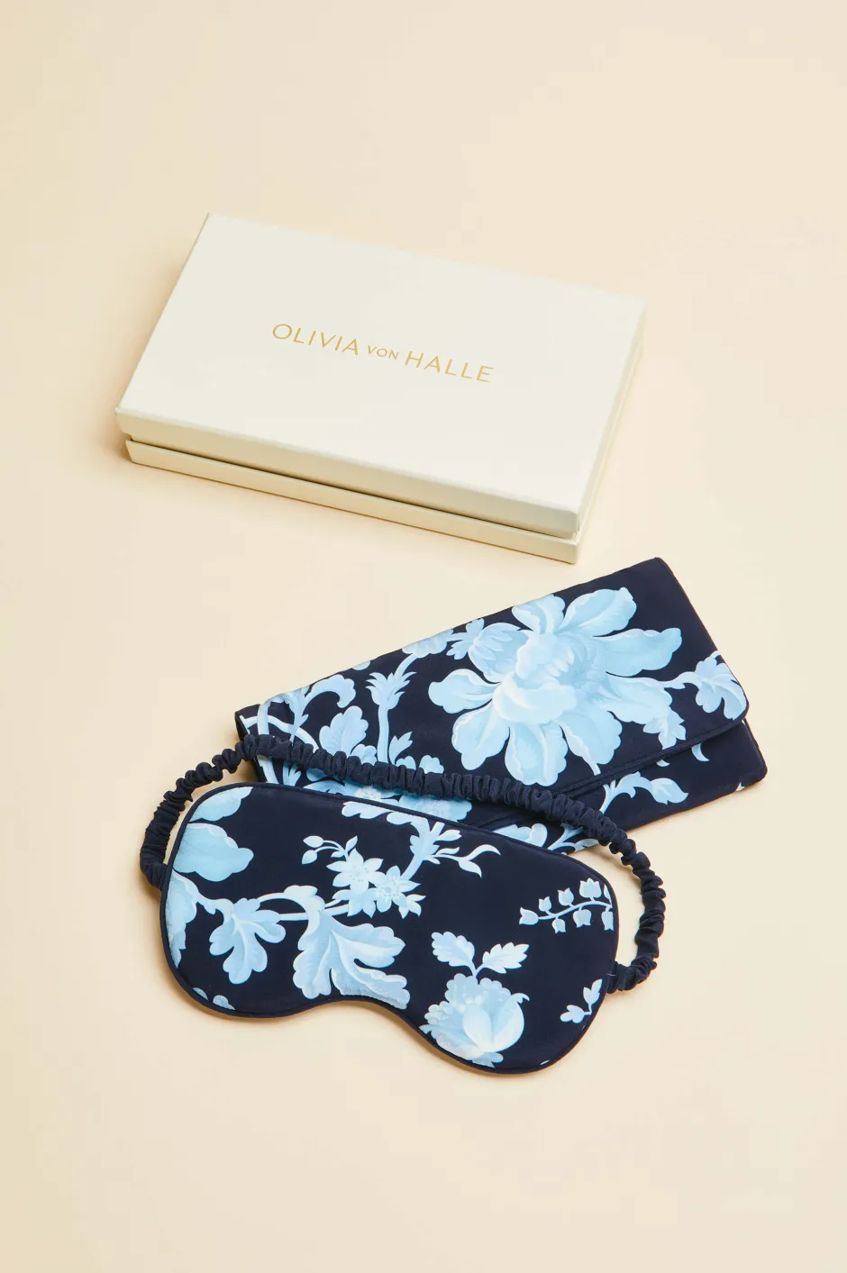 Cheap Olivia von Halle Audrey Alcides Floral Eye Maskin Silk Crêpe de Chine Blue