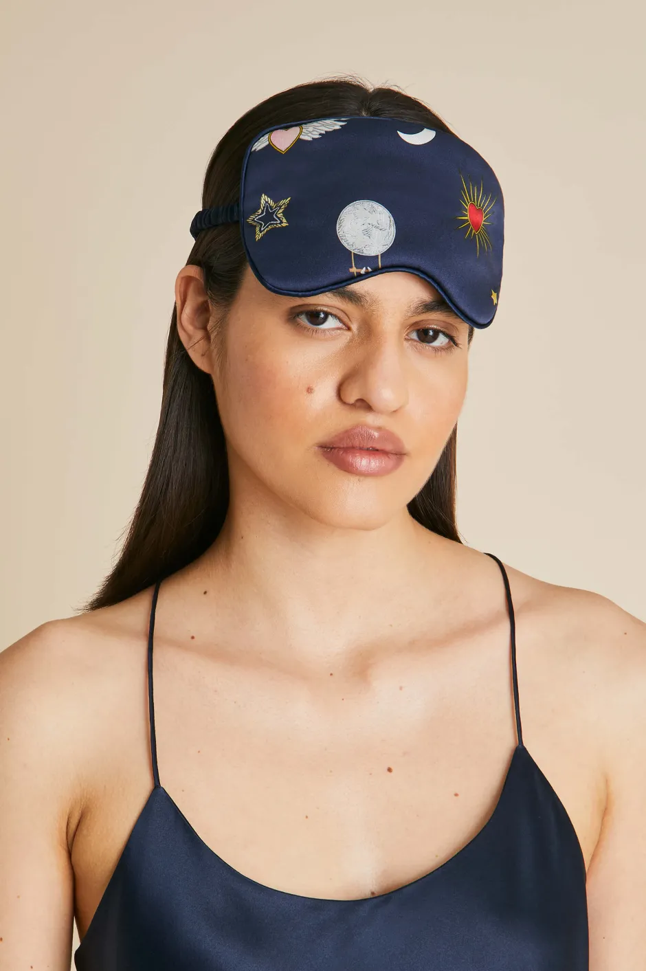 Cheap Olivia von Halle Audrey Cosmic Eye Maskin Silk Satin Navy