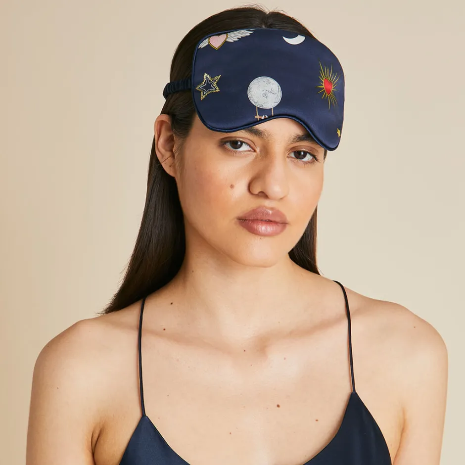 Cheap Olivia von Halle Audrey Cosmic Eye Maskin Silk Satin Navy