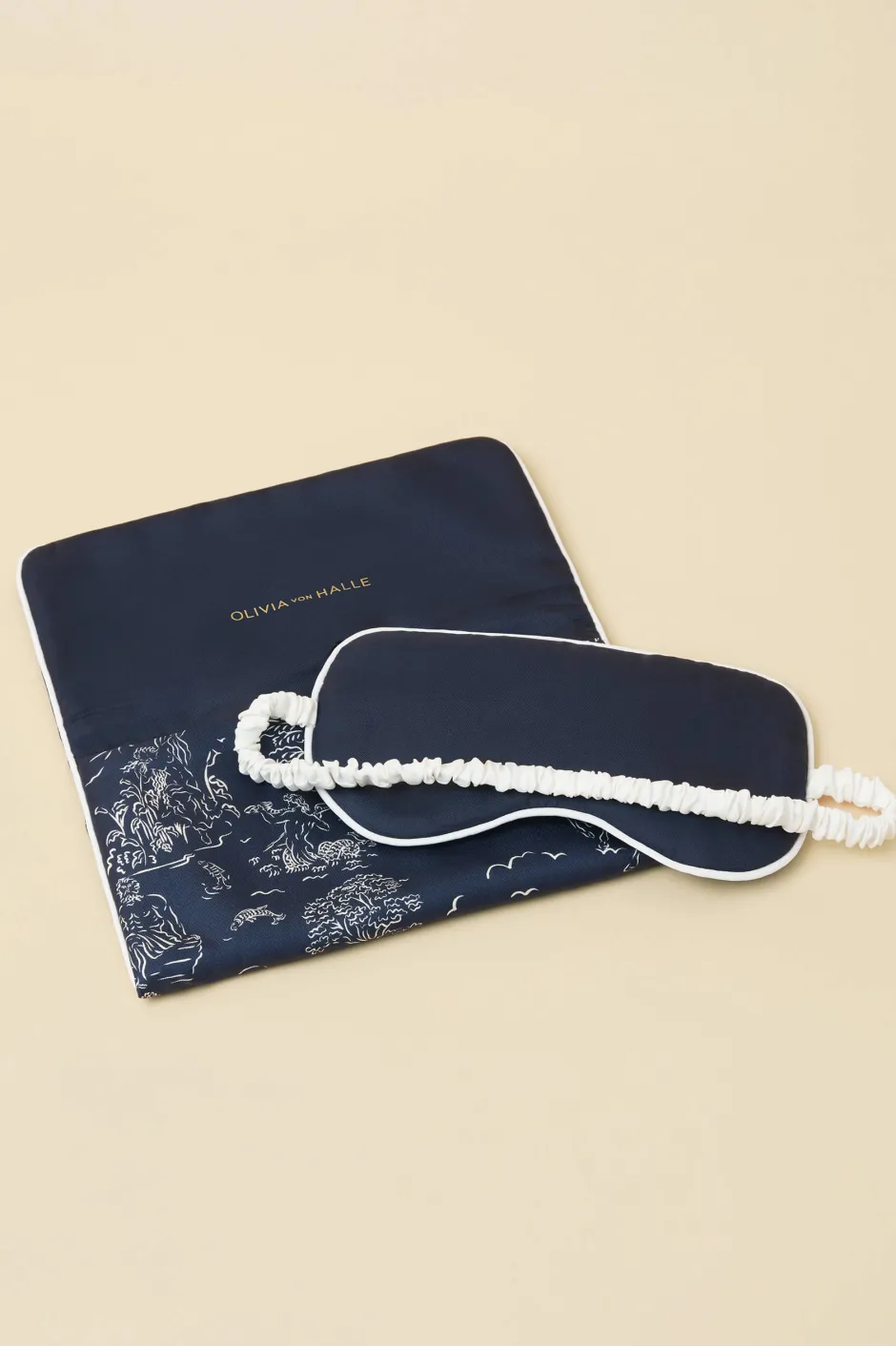 Best Olivia von Halle Audrey Erebus Toile de Jouy Eye Maskin Silk Twill Navy