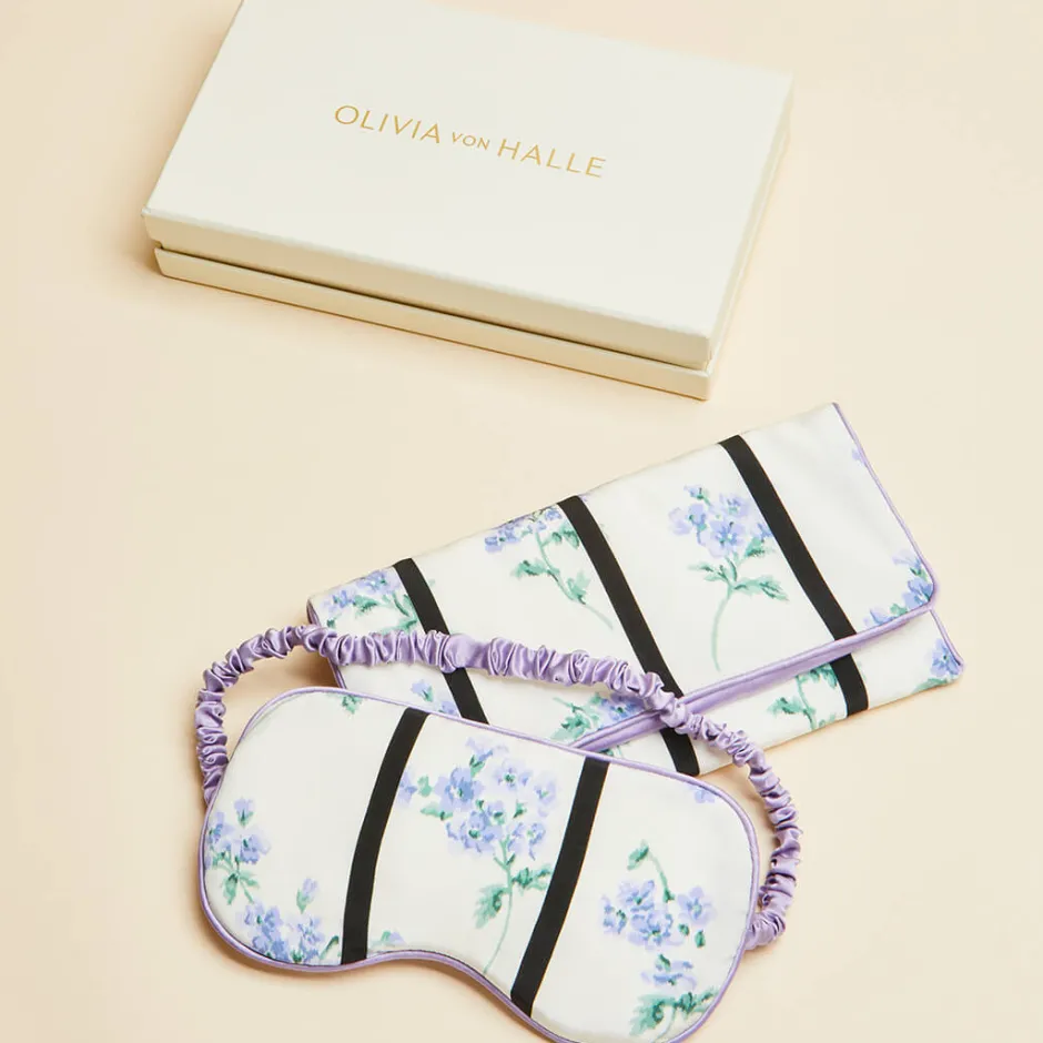 Store Olivia von Halle Audrey Hypnos Ivory Stripe Eye Maskin Silk Crêpe de Chine