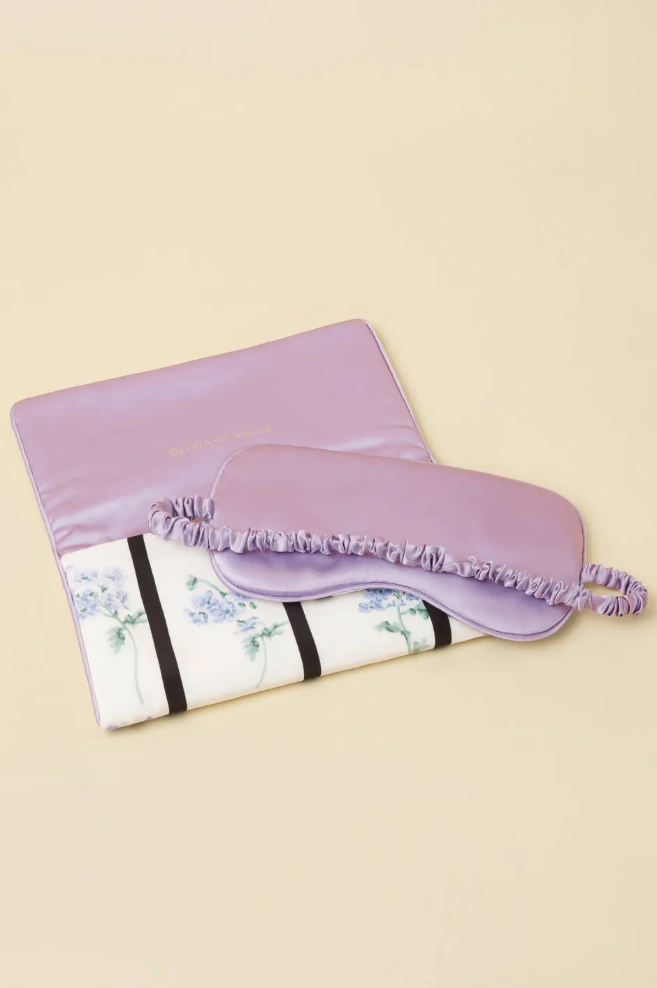 Store Olivia von Halle Audrey Hypnos Ivory Stripe Eye Maskin Silk Crêpe de Chine