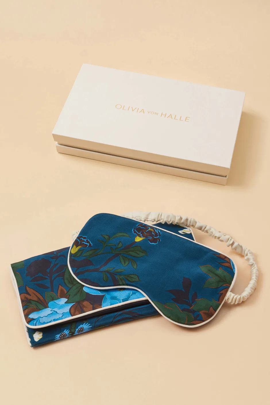 Discount Olivia von Halle Audrey Tibatant Floral Eye Maskin Silk Crêpe de Chine Blue