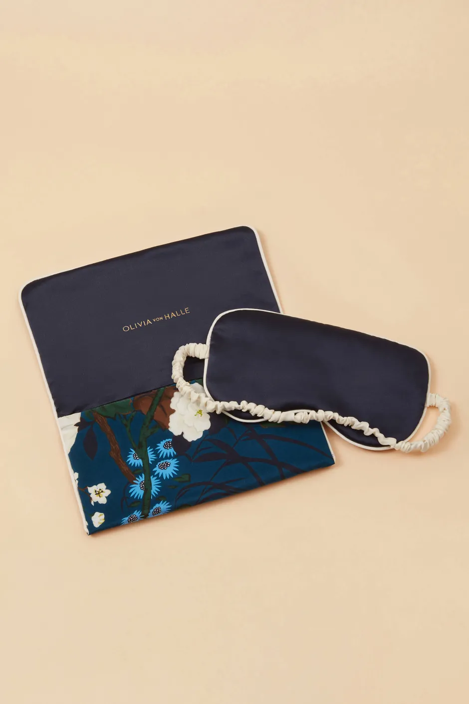 Discount Olivia von Halle Audrey Tibatant Floral Eye Maskin Silk Crêpe de Chine Blue