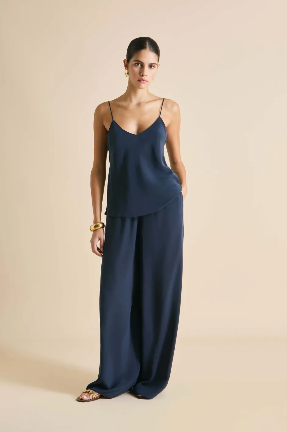 Store Olivia von Halle Bliss Camisole Setin Silk Crêpe de Chine Navy