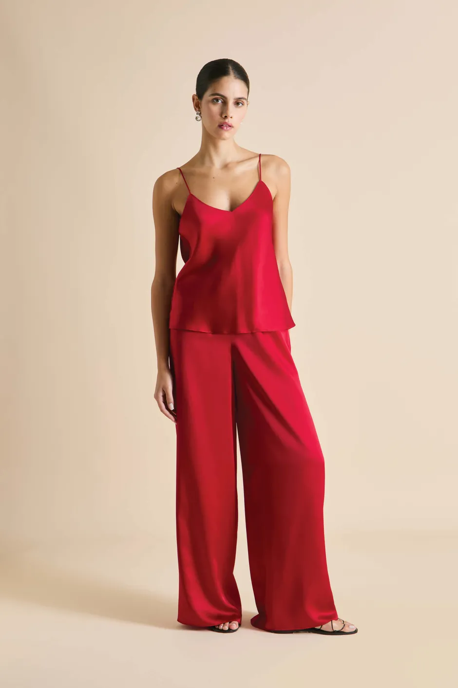 Store Olivia von Halle Bliss Ruby Camisole Setin Silk Satin Red