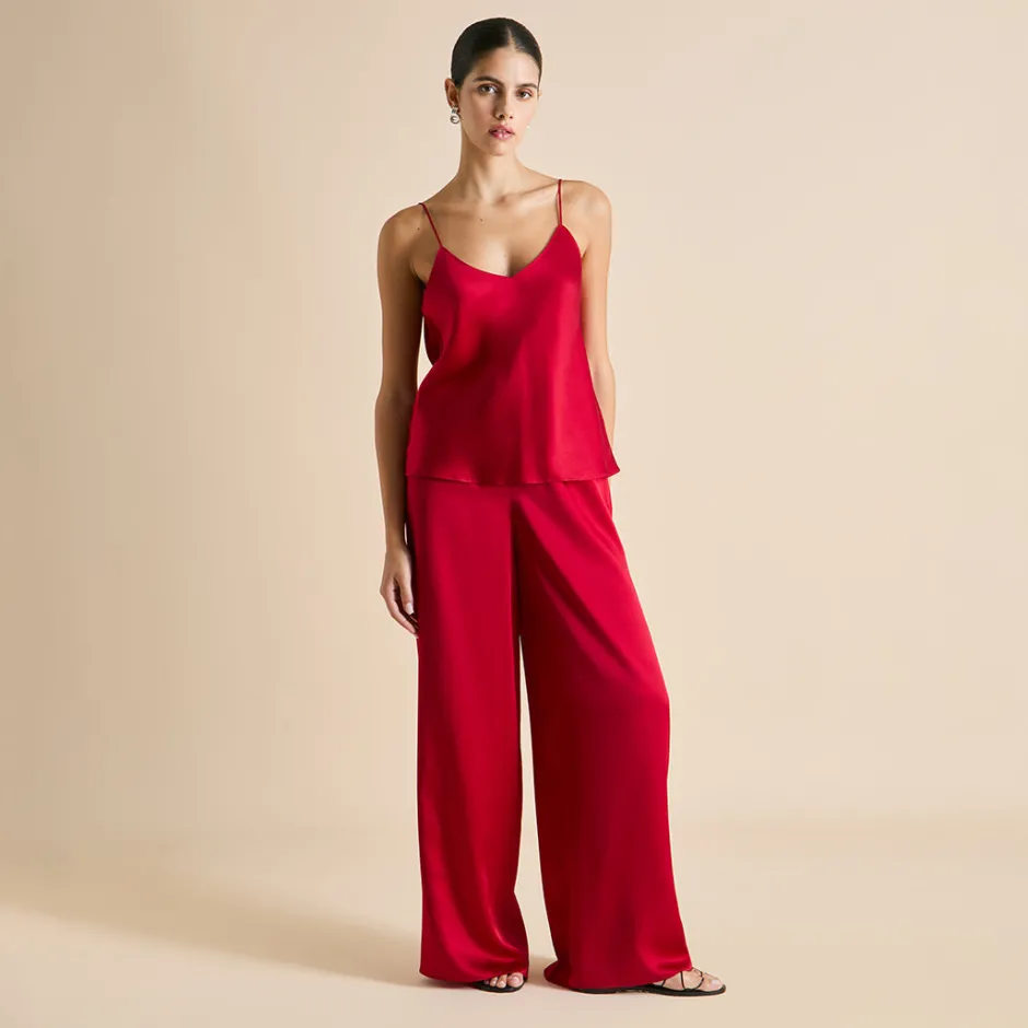 Store Olivia von Halle Bliss Ruby Camisole Setin Silk Satin Red