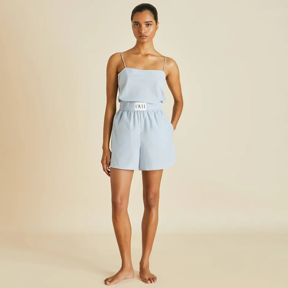 Flash Sale Olivia von Halle Calypso Blue Camisole Setin Cotton-Silk