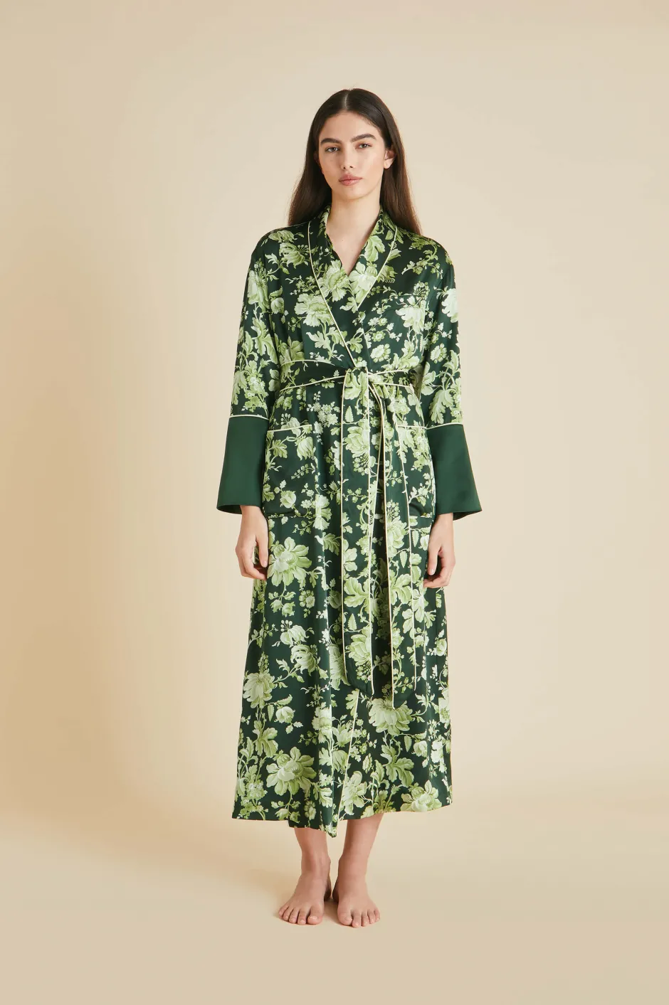 Best Olivia von Halle Capability Ares Floral Robein Silk Satin Green