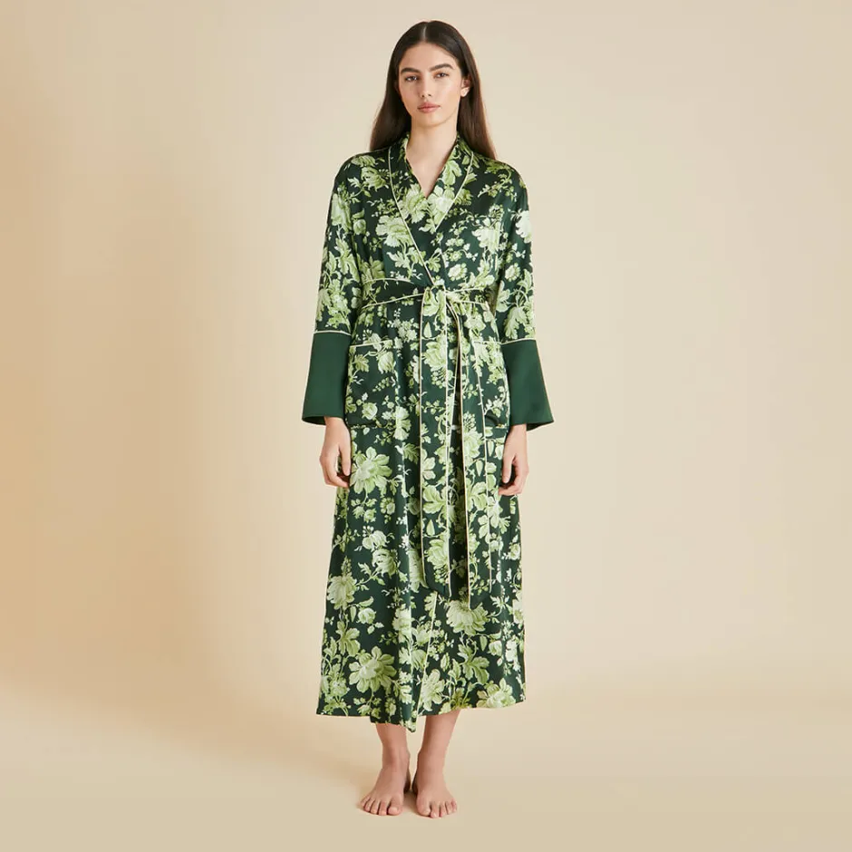 Best Olivia von Halle Capability Ares Floral Robein Silk Satin Green