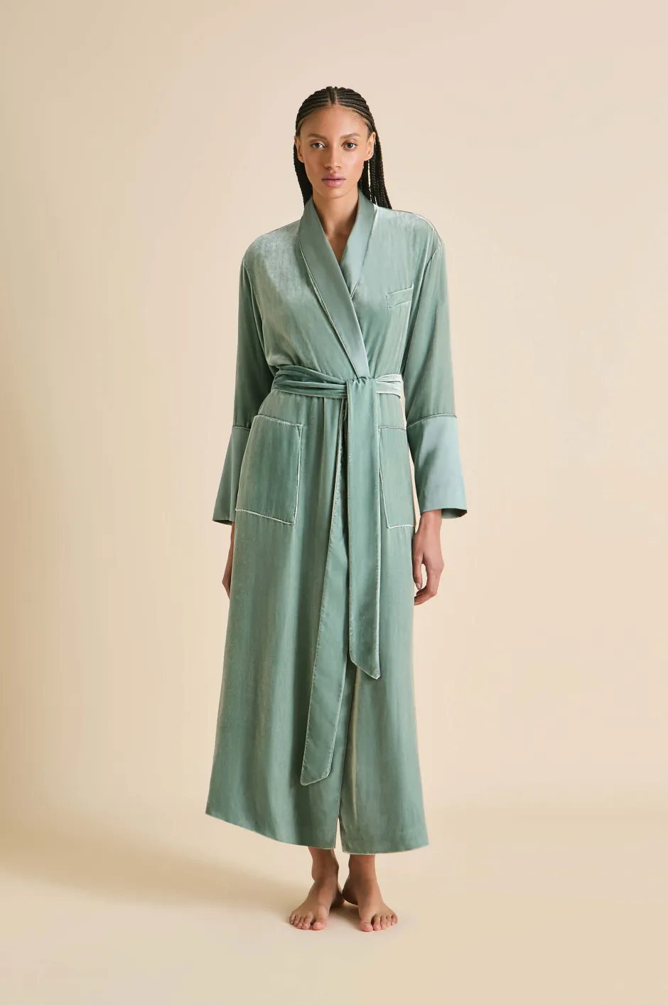 Store Olivia von Halle Capability Ash Robein Silk Velvet Green