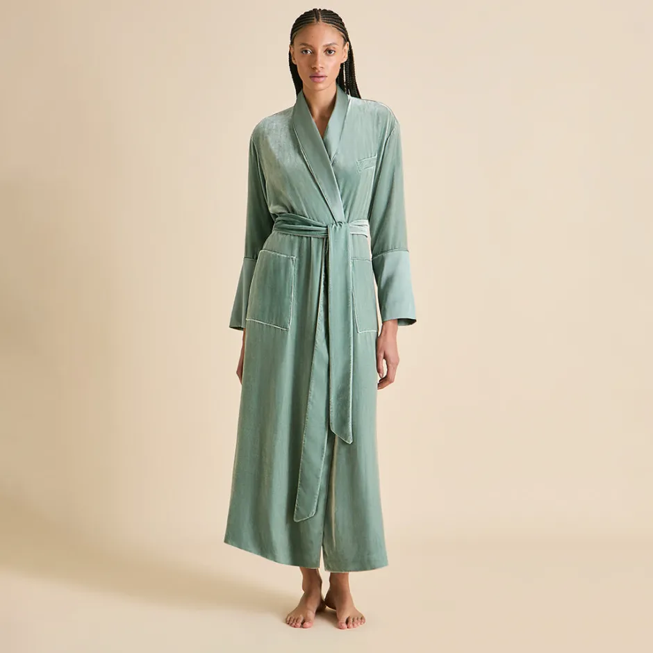 Store Olivia von Halle Capability Ash Robein Silk Velvet Green