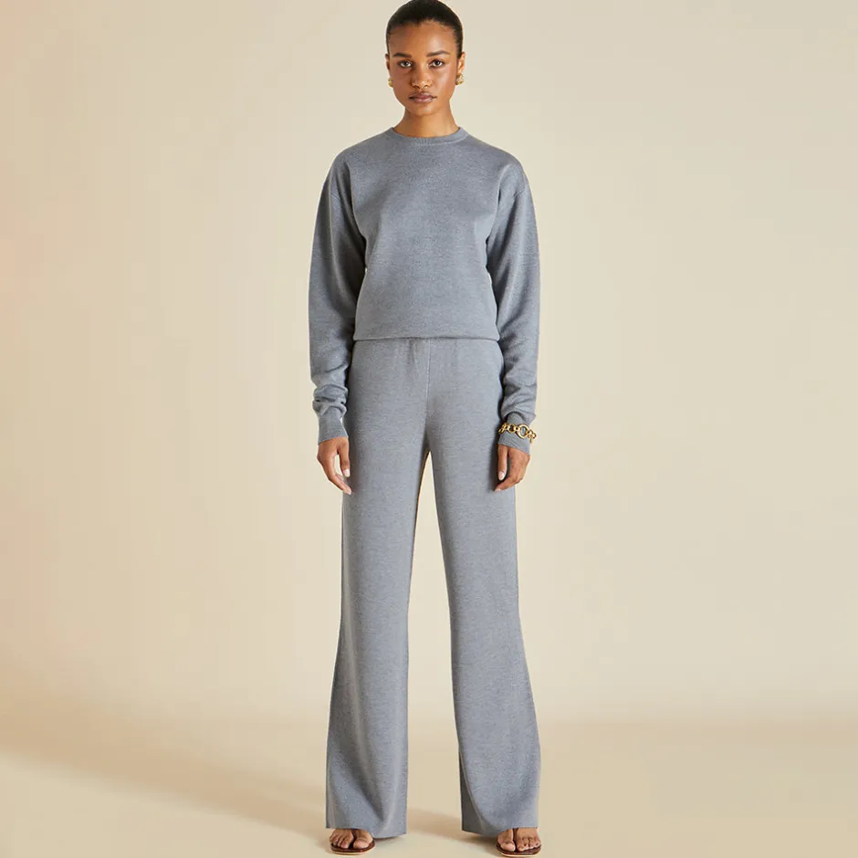 Sale Olivia von Halle Carmel London Tracksuitin Silk-Cashmere Gray