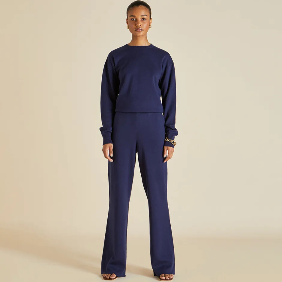 New Olivia von Halle Carmel Paris Tracksuitin Silk-Cashmere Navy