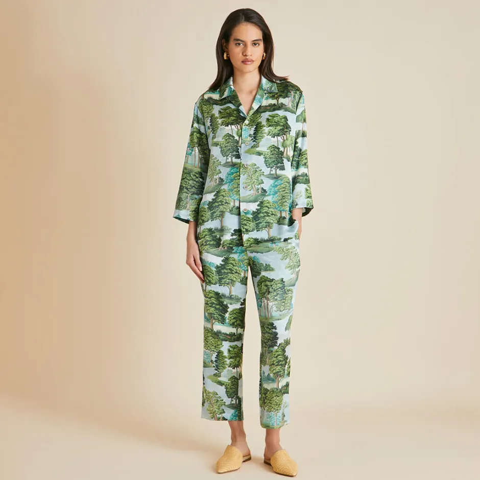 Outlet Olivia von Halle Casablanca Hyde Park Pajamasin Silk Satin Green