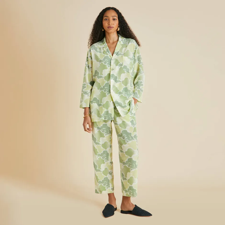 Hot Olivia von Halle Casablanca Luna Cloud Pajamasin Silk Crêpe de Chine Green