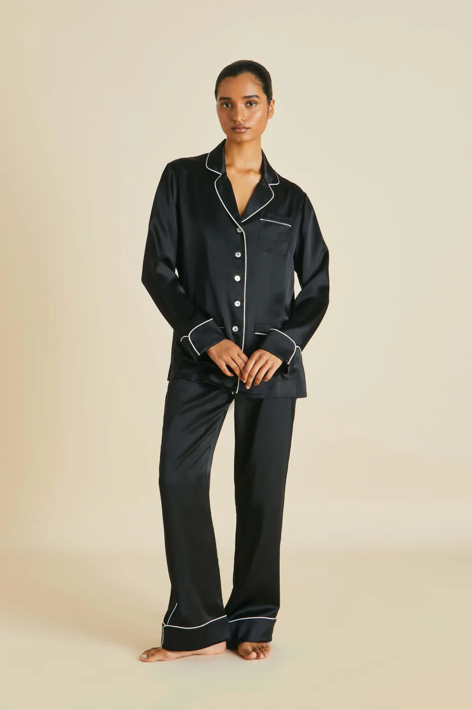 Online Olivia von Halle Coco Jet Pajamasin Silk Satin Black