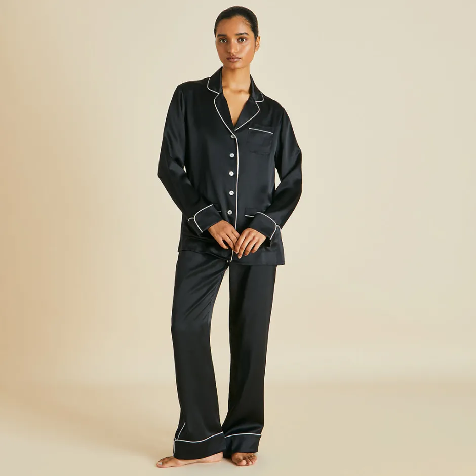 Online Olivia von Halle Coco Jet Pajamasin Silk Satin Black