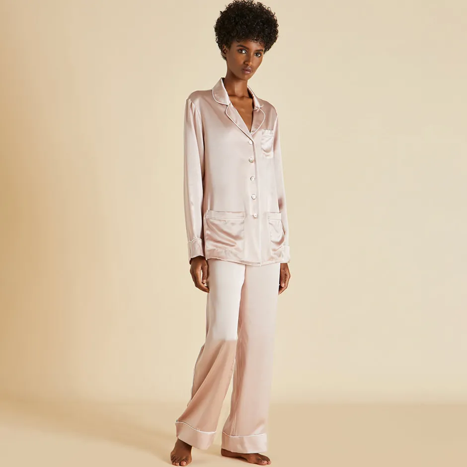 Flash Sale Olivia von Halle Coco Ivory Pajamasin Silk Satin Oyster