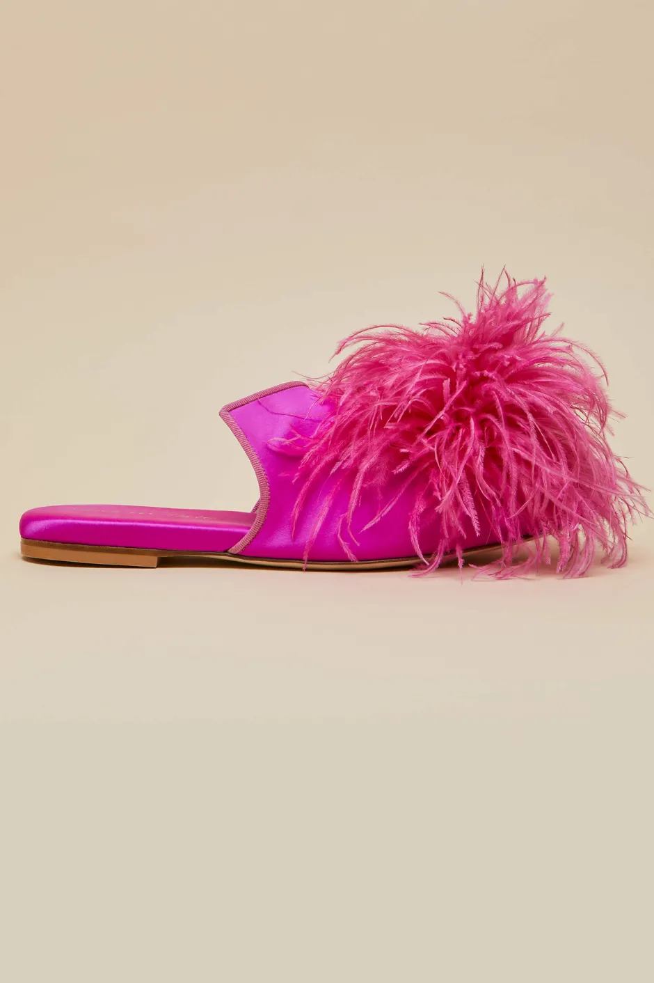 Outlet Olivia von Halle Contessa Madame PinkSlippersin Silk Feather