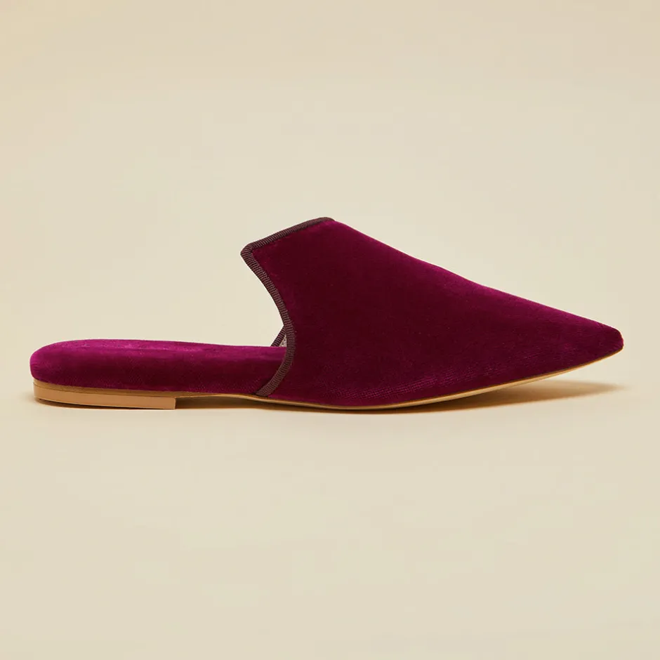 New Olivia von Halle Contessa Pasha Pink Slippersin Velvet