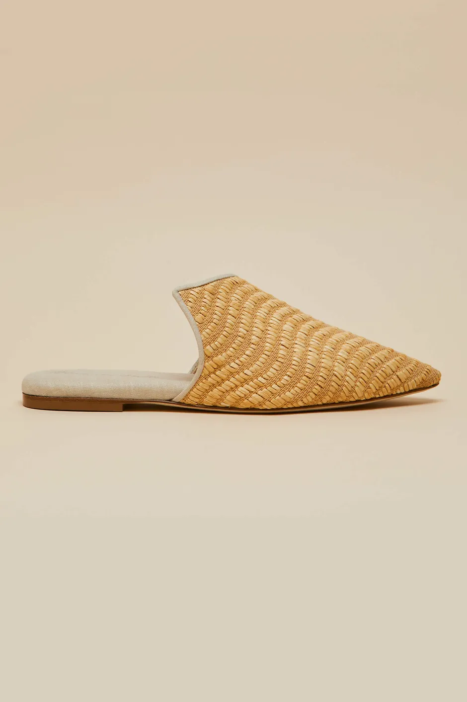 Sale Olivia von Halle Contessa Roscoe Beige Slippersin Raffia