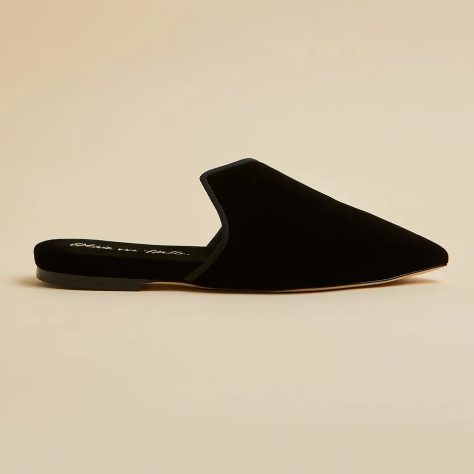 Outlet Olivia von Halle Contessa Verona Black Slippersin Velvet