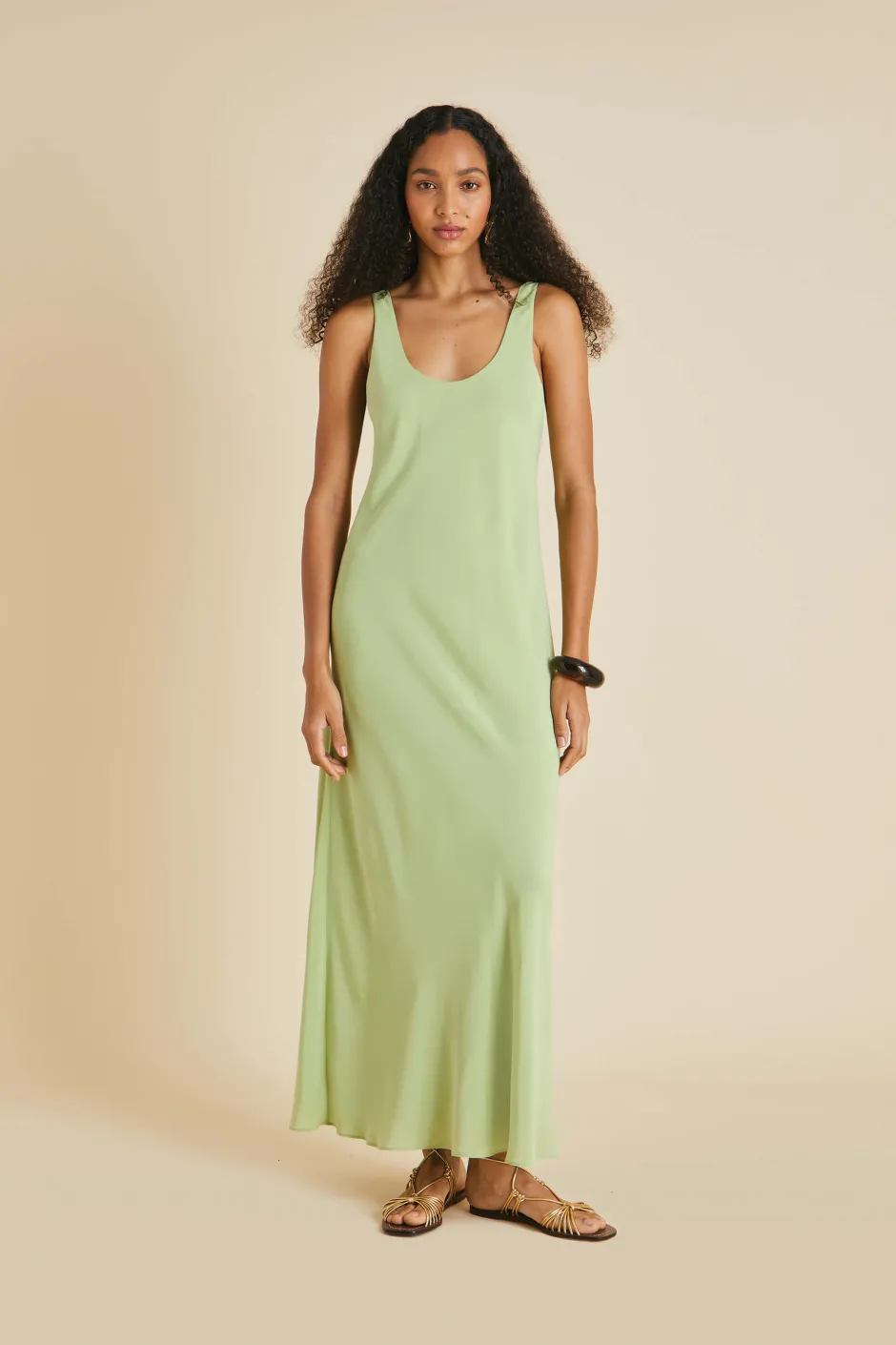 Store Olivia von Halle Dali Slip Dressin Silk Crêpe de Chine Green