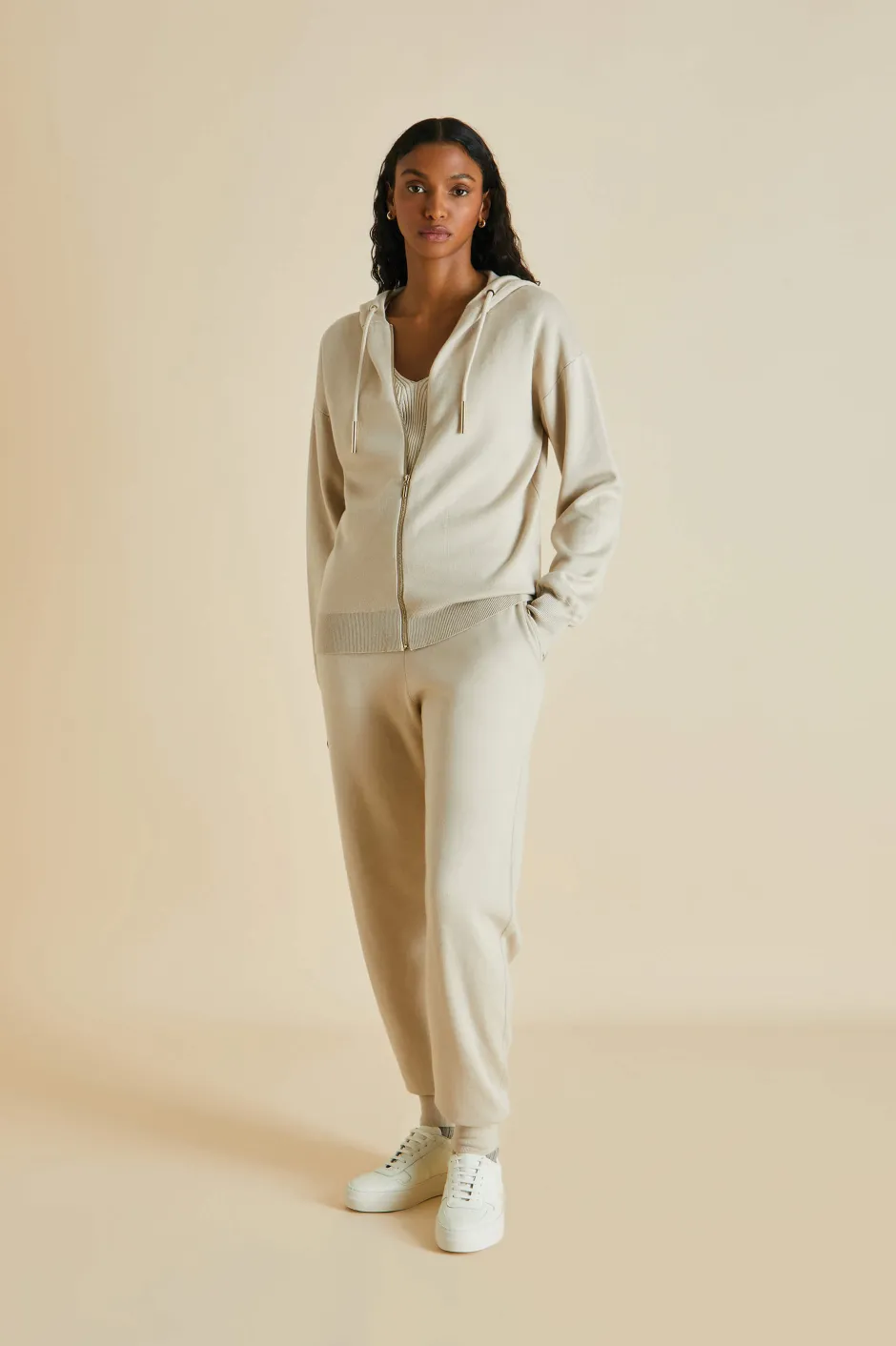 Clearance Olivia von Halle Della Kasbah Tracksuitin Silk-Cashmere Cream