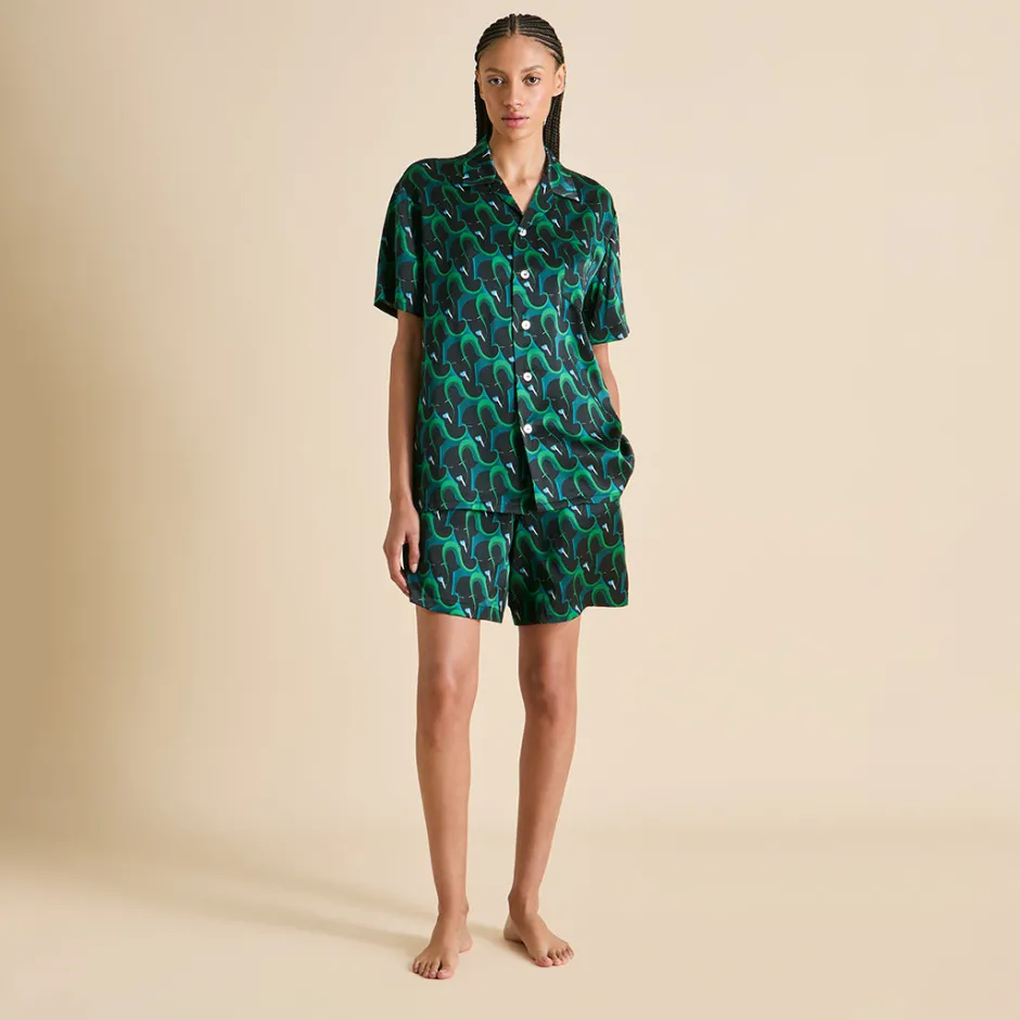 Cheap Olivia von Halle Emeli Colette Figure Pajamasin Silk Satin Green