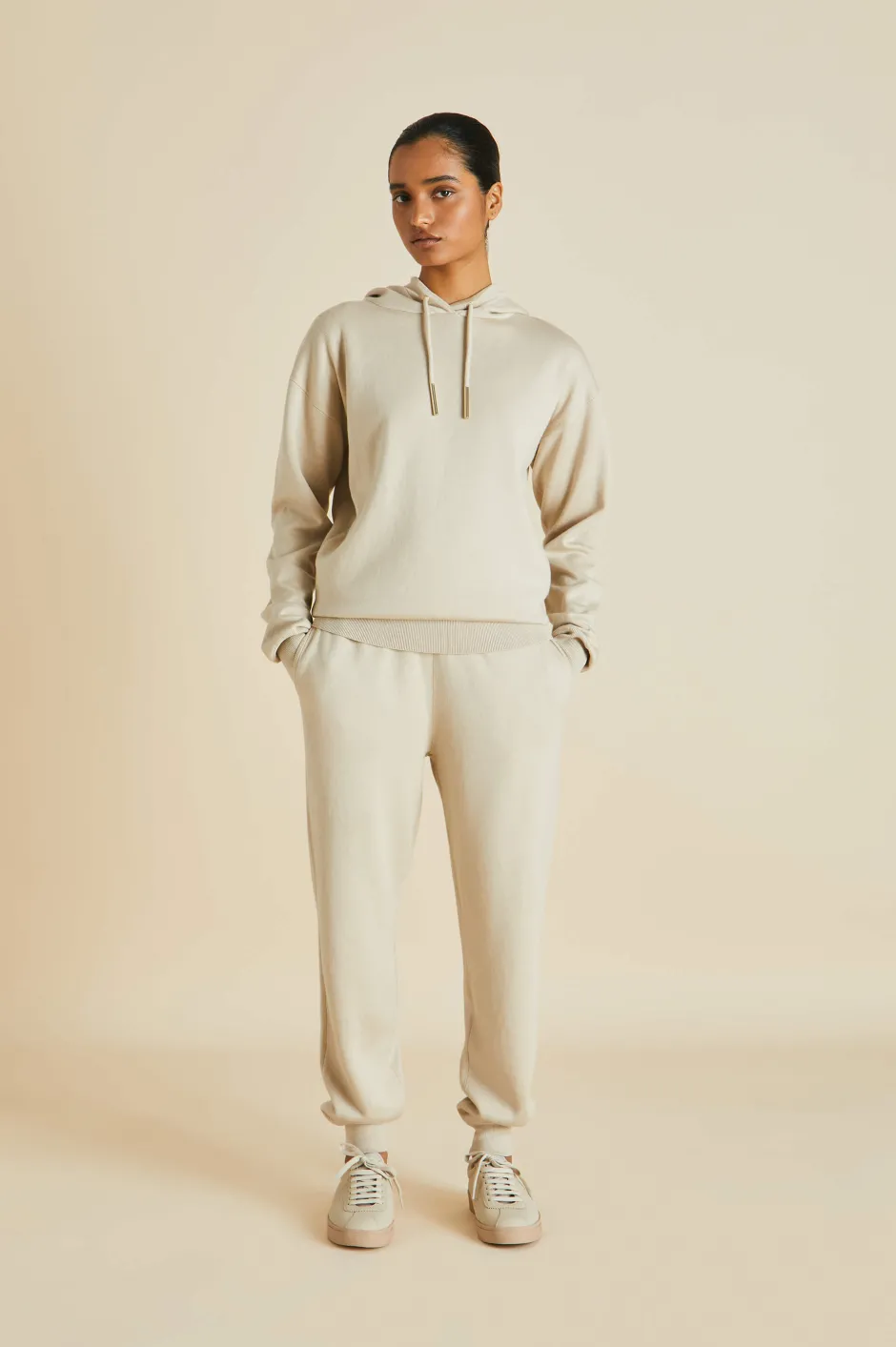 Store Olivia von Halle Gia Kasbah Tracksuitin Silk-Cashmere Cream