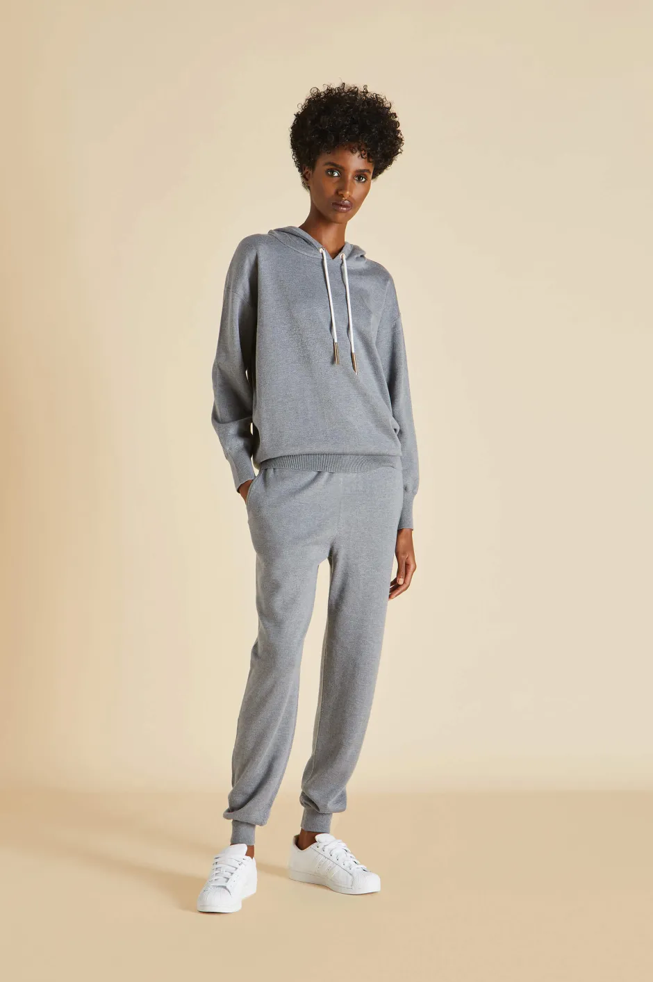 Sale Olivia von Halle Gia London Tracksuitin Silk-Cashmere Gray