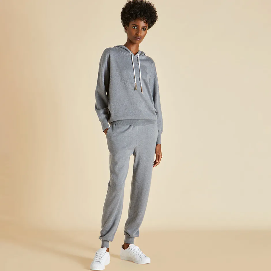 Sale Olivia von Halle Gia London Tracksuitin Silk-Cashmere Gray