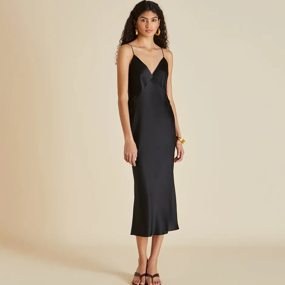 Cheap Olivia von Halle Issa Jet Slip Dressin Silk Satin Black