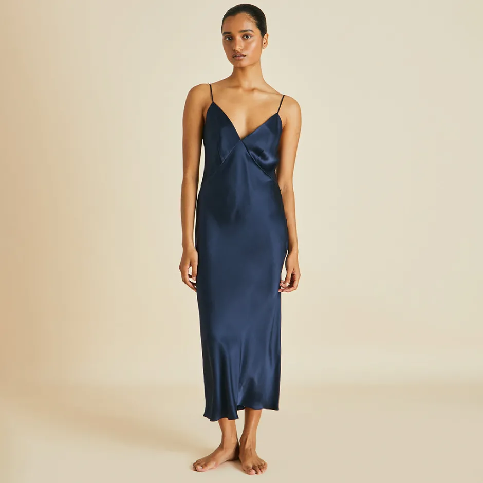 Cheap Olivia von Halle Issa Slip Dressin Silk Satin Navy