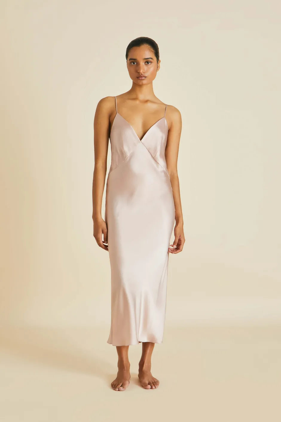 Best Sale Olivia von Halle Issa Slip Dressin Silk Satin Oyster