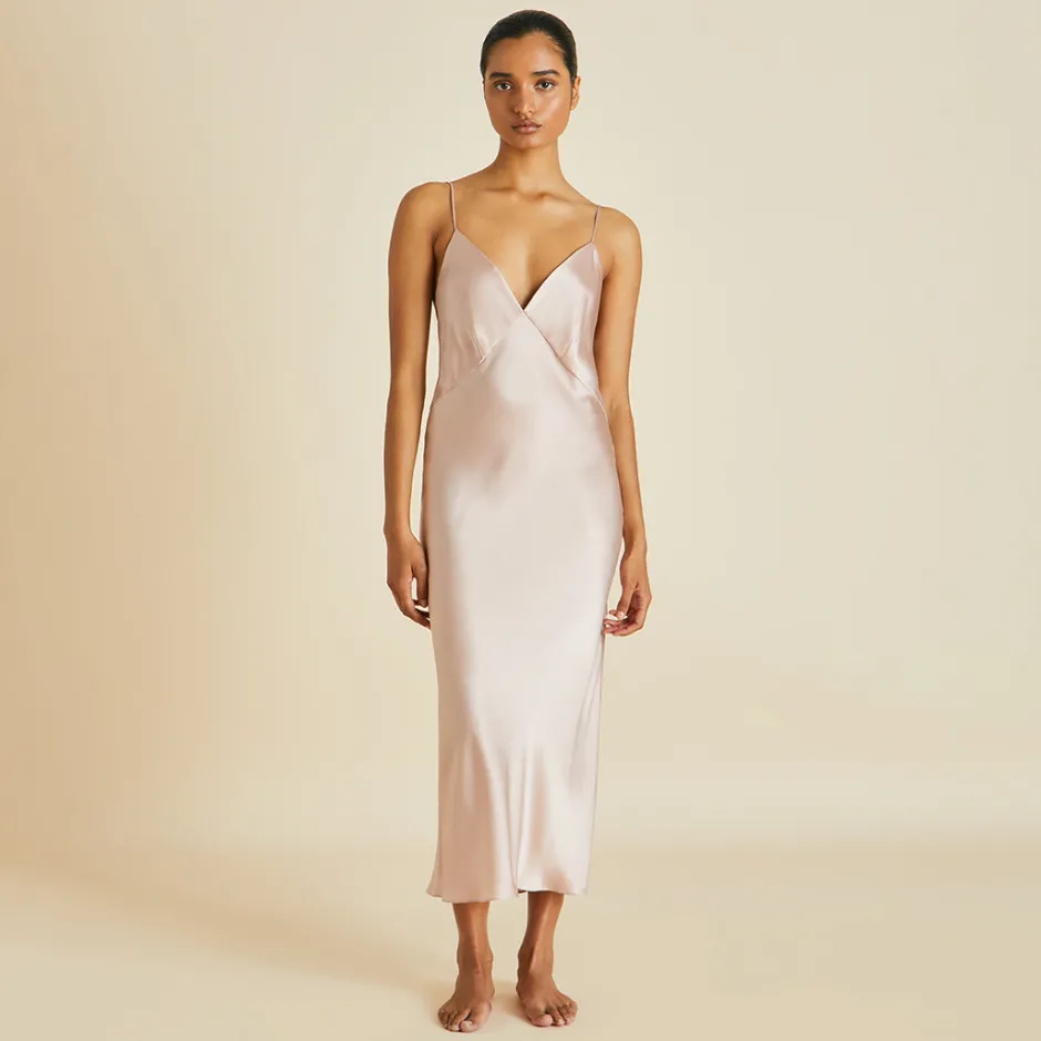 Best Sale Olivia von Halle Issa Slip Dressin Silk Satin Oyster