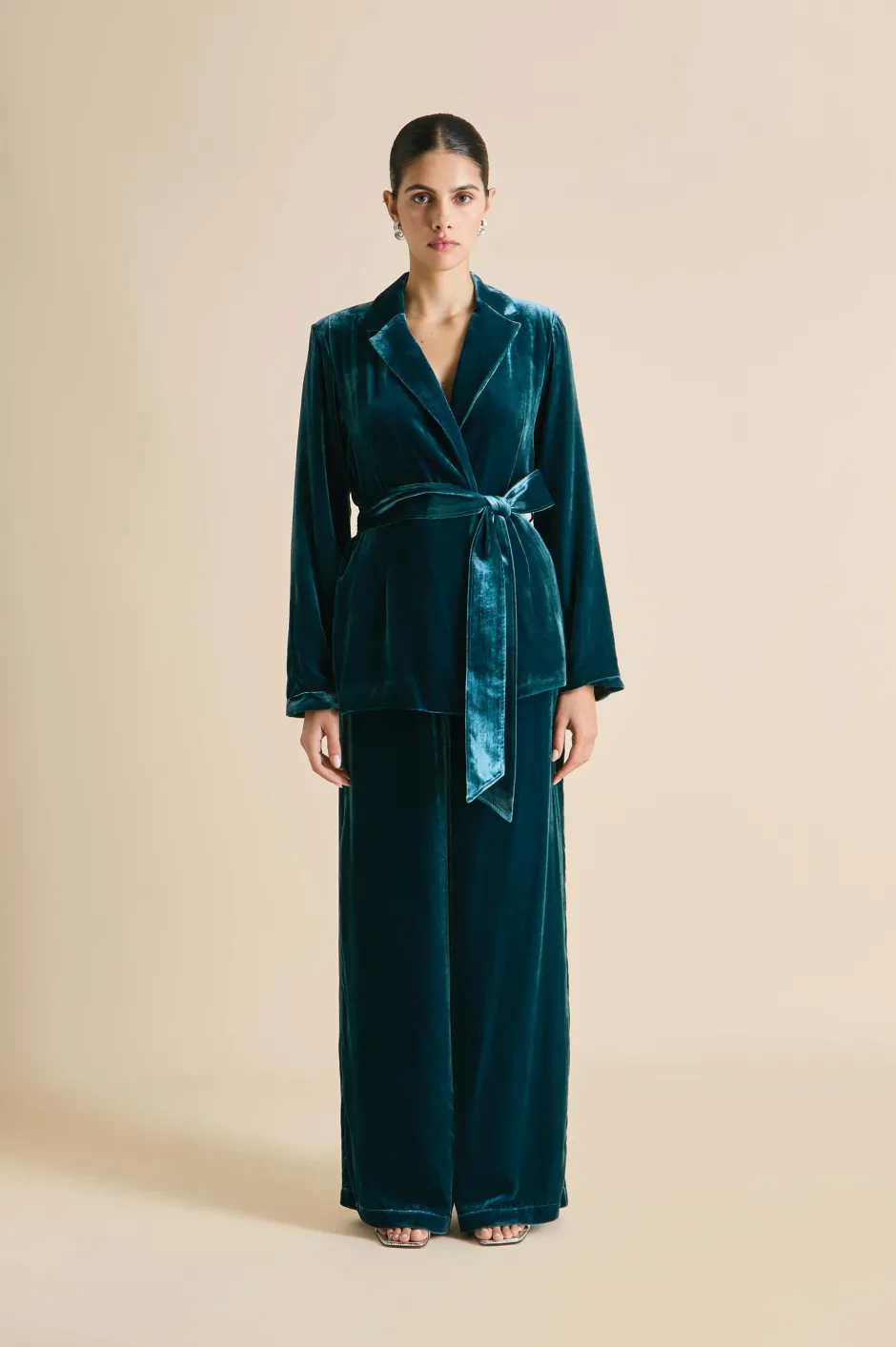 Hot Olivia von Halle Jagger Ocean Pajamasin Silk Velvet Blue