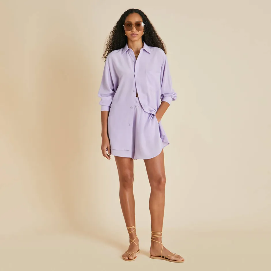 Cheap Olivia von Halle Kick Pajamasin Silk Crêpe de Chine Lavender