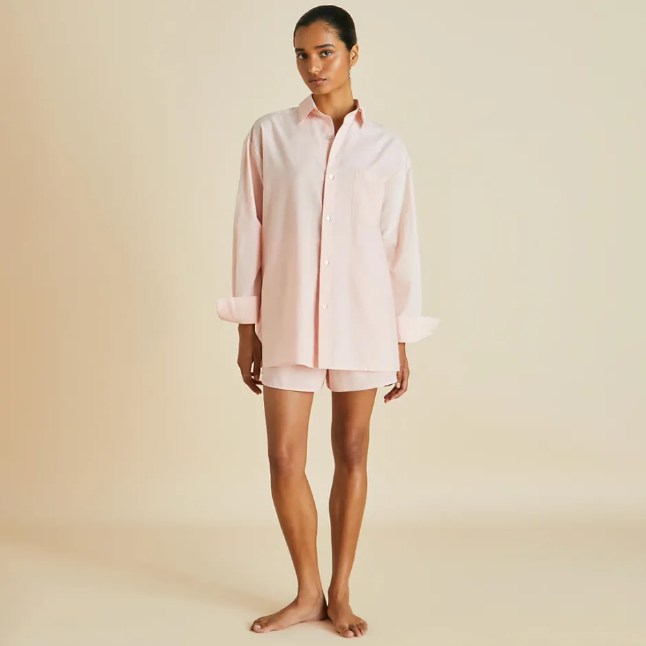 Shop Olivia von Halle Kick Pink Pajamasin Cotton-Silk