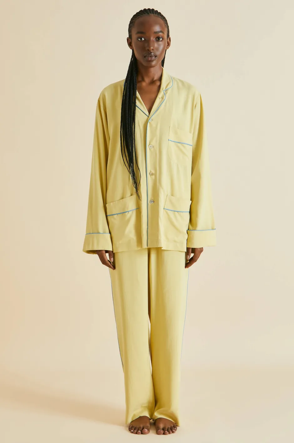 Outlet Olivia von Halle Laurent Yellow Pajamasin Sandwashed Silk