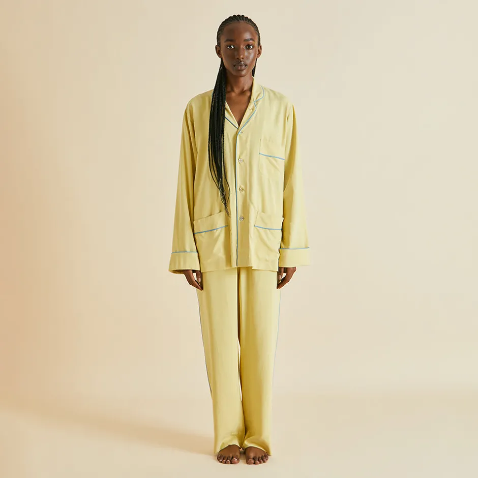 Outlet Olivia von Halle Laurent Yellow Pajamasin Sandwashed Silk