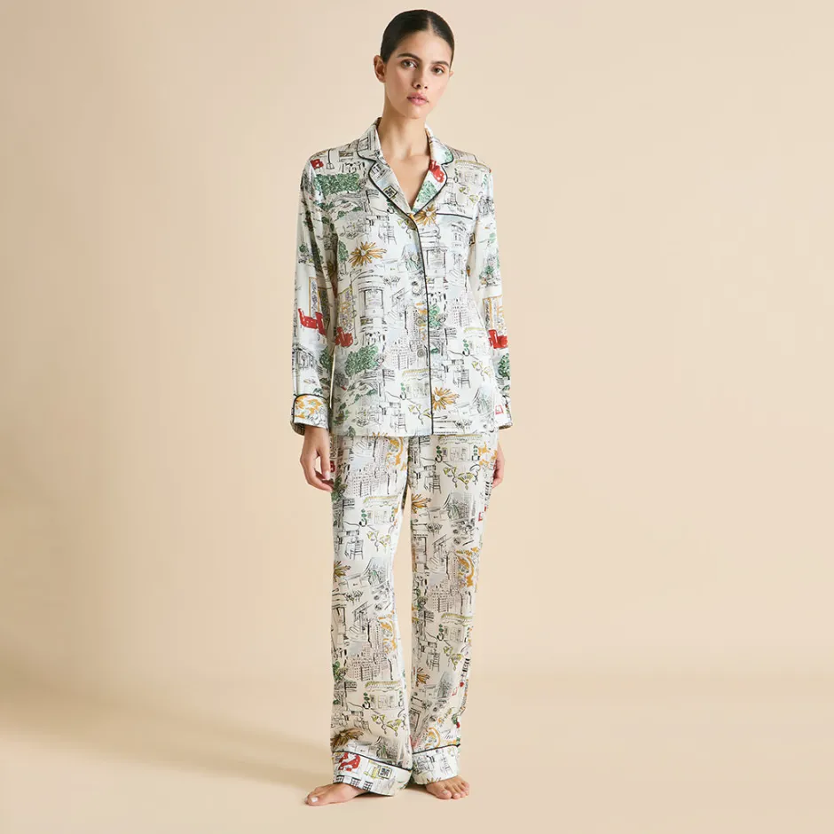 Store Olivia von Halle Lila Carlyle Pajamasin Silk Satin Ivory