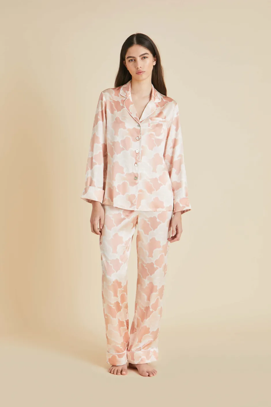 Hot Olivia von Halle Lila Icarus Cloud Pajamasin Silk Satin Peach