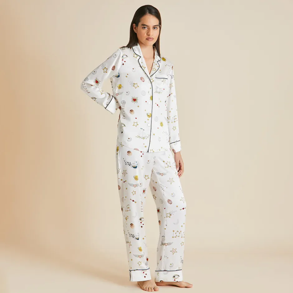 Best Olivia von Halle Lila Love pajamasin Silk Satin Ivory