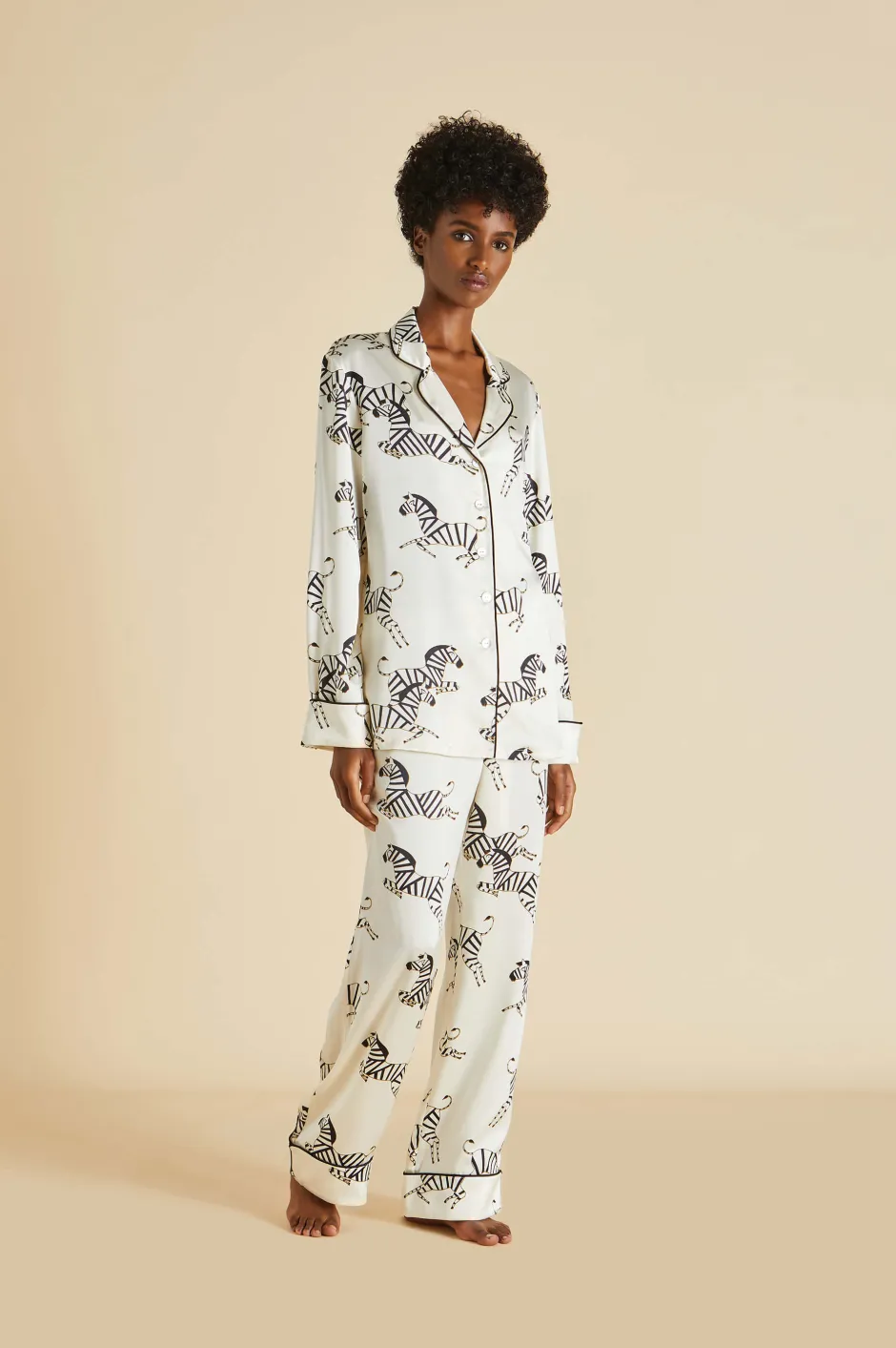 Clearance Olivia von Halle Lila Zebedee Pajamasin Silk Satin Ivory