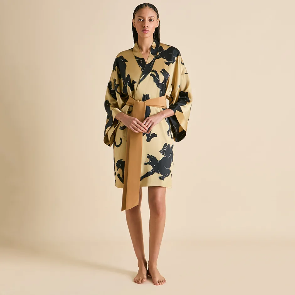 Cheap Olivia von Halle Mimi Perriand Panther Robein Silk Satin Gold