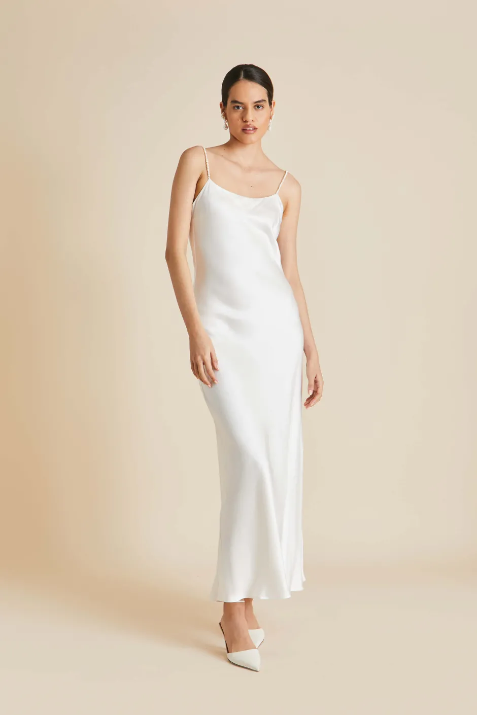 Cheap Olivia von Halle Olympia Pearl Slip Dressin Silk Satin Ivory