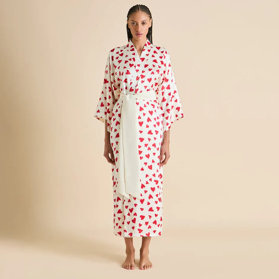 Shop Olivia von Halle Queenie Amore Red Heart Robein Silk Satin Ivory