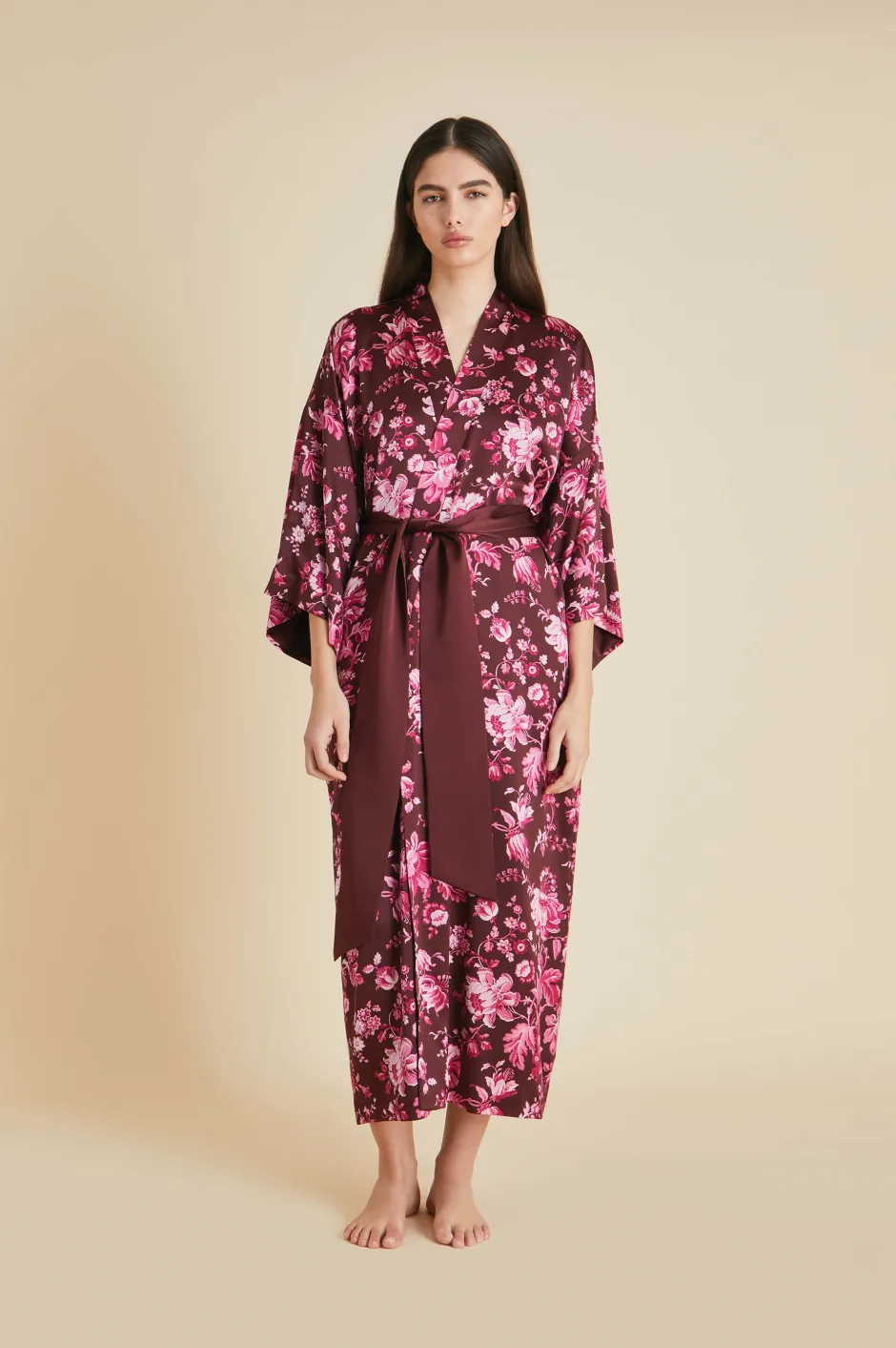 Cheap Olivia von Halle Queenie Red Floral Robein Silk Satin Burgundy